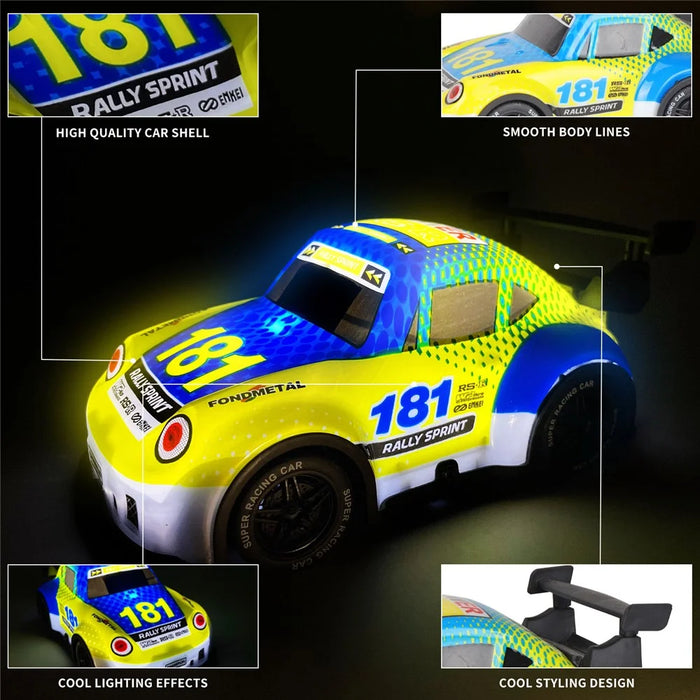 Q241 1 / 24 2WD Remote Control Car Kids Toy RC Racing Car with Cool Light - Yellow - 3