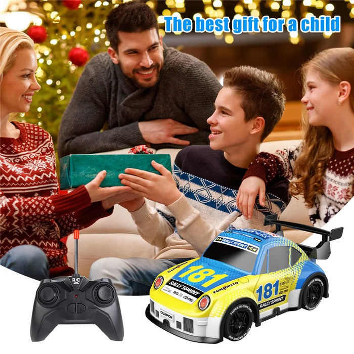 Q241 1 / 24 2WD Remote Control Car Kids Toy RC Racing Car with Cool Light - Yellow - 4