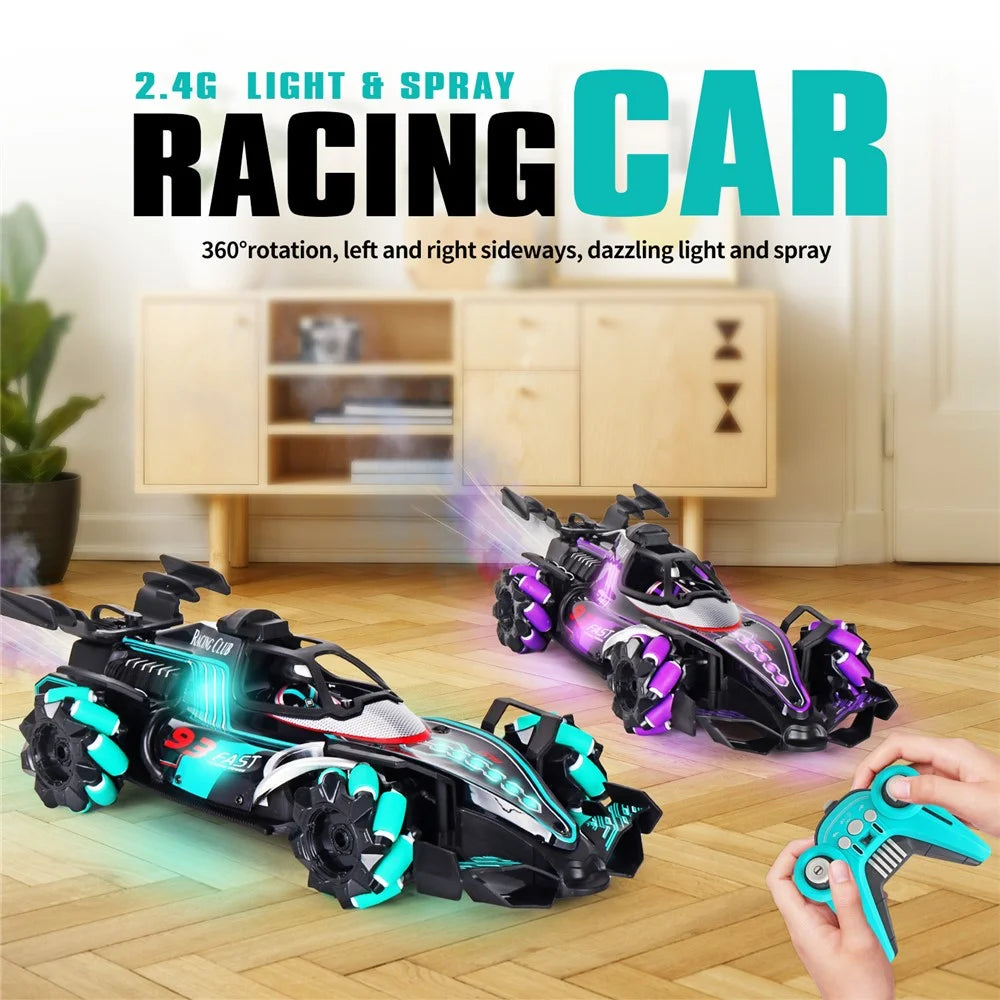 HD3377 1 / 14 RC Racing Car Toy Light Music Mist Spray Remote Control Car, Remote Controller + Gesture Sensing Controller - Green - 3
