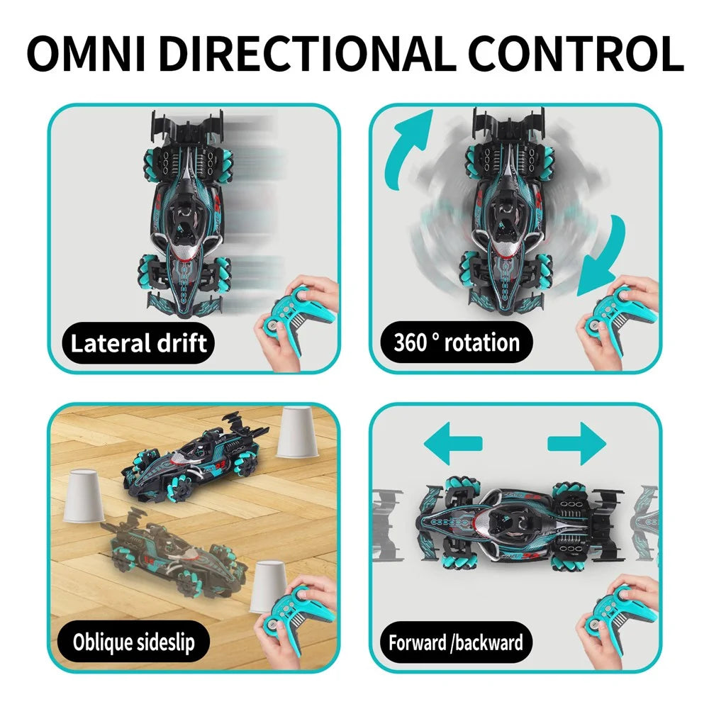 HD3377 1 / 14 RC Racing Car Toy Light Music Mist Spray Remote Control Car, Remote Controller + Gesture Sensing Controller - Green - 4