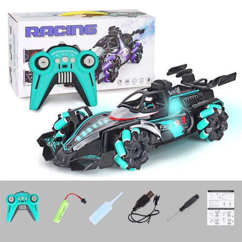 HD3377 1 / 14 RC Racing Car Toy Light Music Mist Spray Remote Control Car, Single Remote Controller - Green - 1