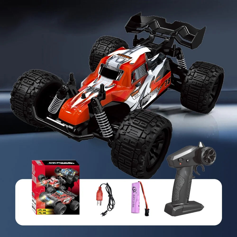 2.4G Remote Control Off-Road Car Shock Absorbing 1:18 RC Vehicle Toy with LED Light - YL-113 Red - 2