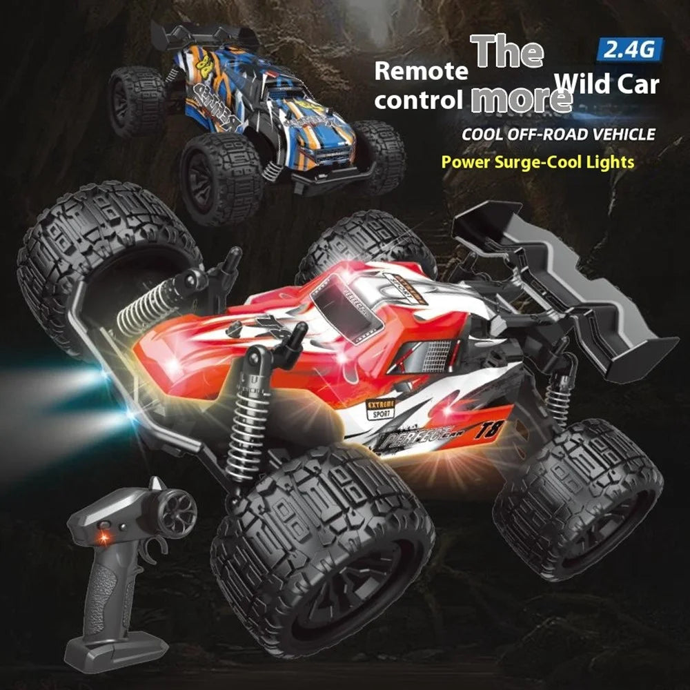 2.4G Remote Control Off-Road Car Shock Absorbing 1:18 RC Vehicle Toy with LED Light - YL-113 Red - 3