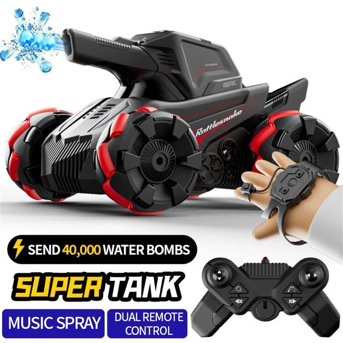 4DRC 4D-Y8 RC Tank Car 4WD Off-Road Water Bullet Shooter Dual Remote Control Single Battery - Red - 2