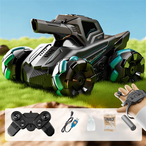 4DRC 4D-Y8 RC Tank Car 4WD Off-Road Water Bullet Shooter Dual Remote Control Dual Battery - Blue - 1