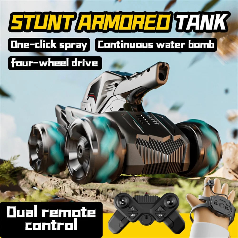 4DRC 4D-Y8 RC Tank Car 4WD Off-Road Water Bullet Shooter Dual Remote Control Dual Battery - Blue - 5