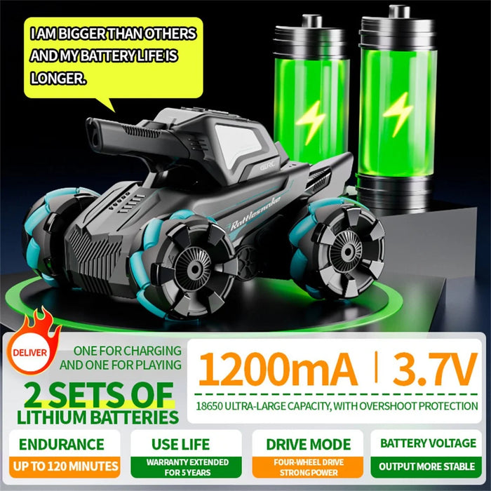 4DRC 4D-Y8 RC Tank Car 4WD Off-Road Water Bullet Shooter 2.4G Remote Control Single Battery - Red - 3