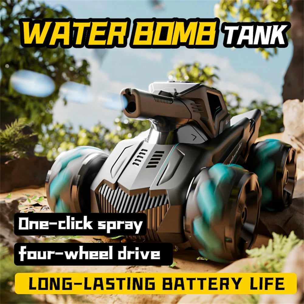 4DRC 4D-Y8 RC Tank Car 4WD Off-Road Water Bullet Shooter 2.4G Remote Control Dual Battery - Red - 2