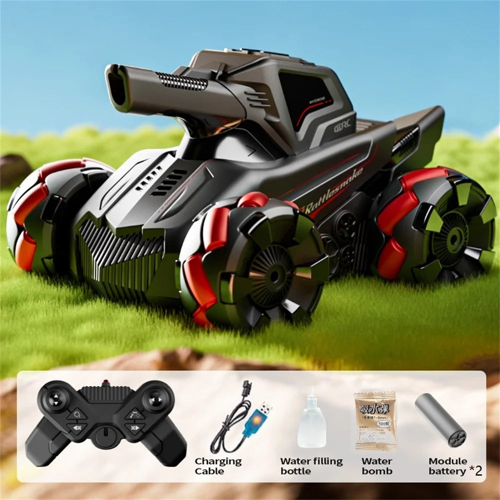 4DRC 4D-Y8 RC Tank Car 4WD Off-Road Water Bullet Shooter 2.4G Remote Control Dual Battery - Red - 4