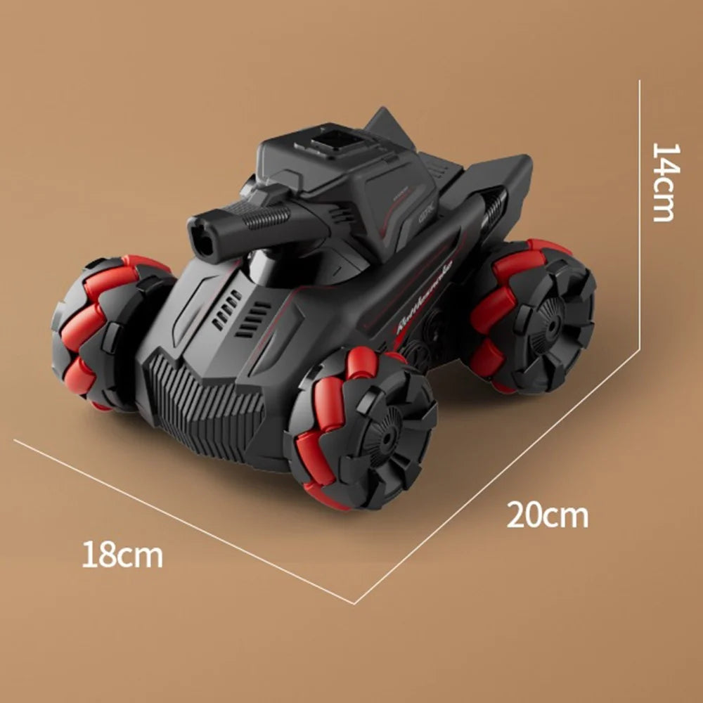 4DRC 4D-Y8 RC Tank Car 4WD Off-Road Water Bullet Shooter 2.4G Remote Control Dual Battery - Red - 6