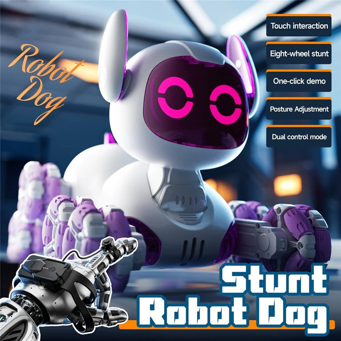 4DRC 4D-Y9 Children RC Robot Dog 8 Wheels Remote Control Stunt Model with 1 Battery - Grey - 6
