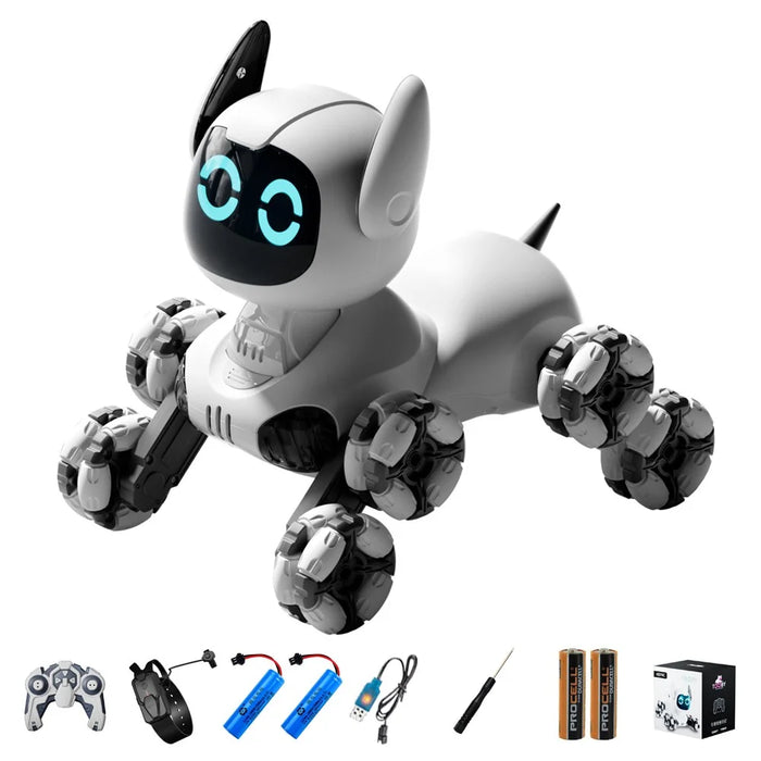4DRC 4D-Y9 Children RC Robot Dog 8 Wheels Remote Control Stunt Model with 2 Batteries - Grey - 1