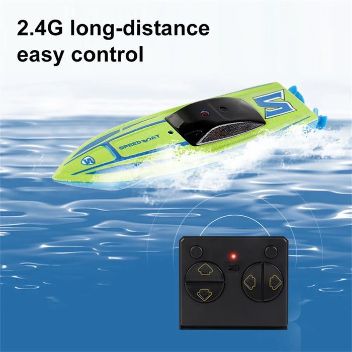 Mini Remote Control Boat RC Boat 2.4Ghz 360 Rotating USB Rechargeable Speedboat Model Toy for Kids - Green - 2