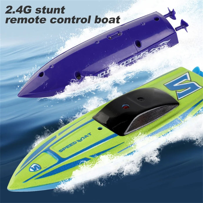 Mini Remote Control Boat RC Boat 2.4Ghz 360 Rotating USB Rechargeable Speedboat Model Toy for Kids - Green - 3