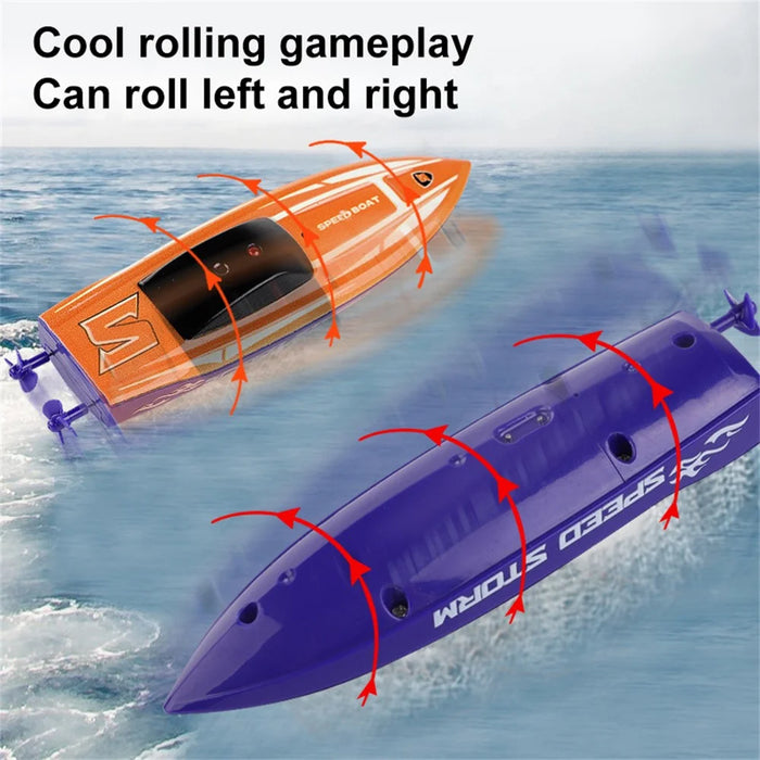 Mini Remote Control Boat RC Boat 2.4Ghz 360 Rotating USB Rechargeable Speedboat Model Toy for Kids - Green - 5