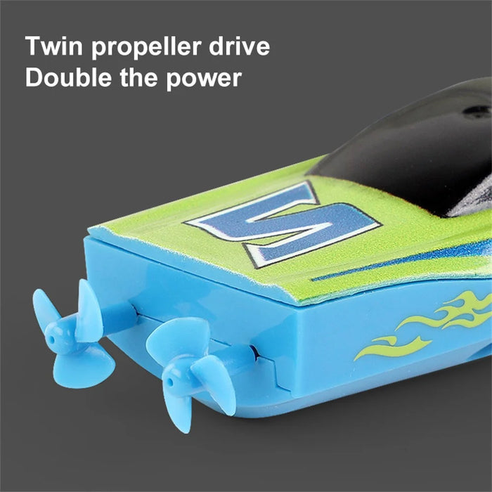 Mini Remote Control Boat RC Boat 2.4Ghz 360 Rotating USB Rechargeable Speedboat Model Toy for Kids - Green - 6