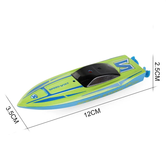 Mini Remote Control Boat RC Boat 2.4Ghz 360 Rotating USB Rechargeable Speedboat Model Toy for Kids - Green - 7
