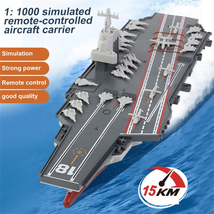 2.4G Remote Control Aircraft Carrier Model RC Boat Ship Speedboat Electric Water Toy Kids Gift - 2