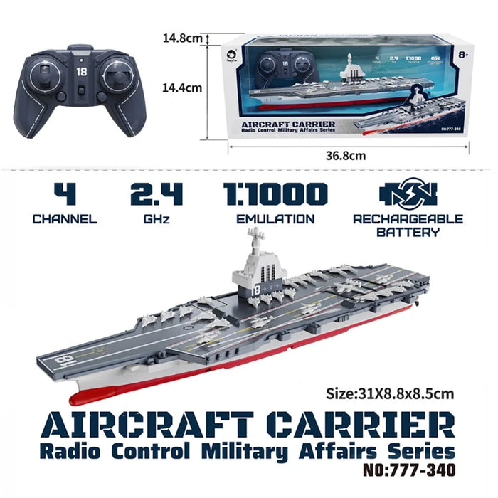 2.4G Remote Control Aircraft Carrier Model RC Boat Ship Speedboat Electric Water Toy Kids Gift - 7