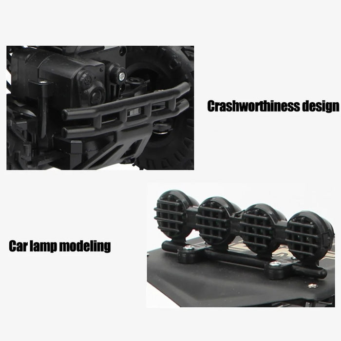 6026 Large Scale RC Car Off Road Drift Vehicle Shock Absorbing 4WD Climbing Truck with LED Light - Black - 4