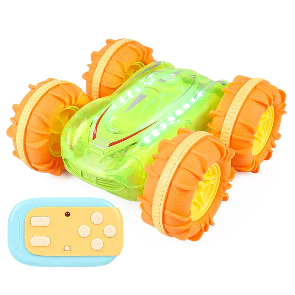 JC014 2.4G Remote Control Stunt Car Amphibious Vehicle Gift with 7 Color LED Lights (CE / CPC / EN71 / ASTM / CPSIA Certified) - Transparent Green - 1