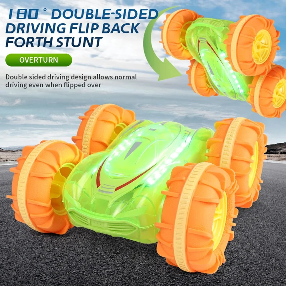 JC014 2.4G Remote Control Stunt Car Amphibious Vehicle Gift with 7 Color LED Lights (CE / CPC / EN71 / ASTM / CPSIA Certified) - Transparent Green - 4