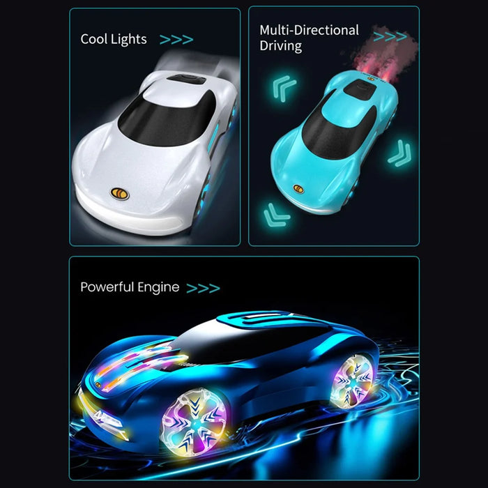 Q206 Style B Smart RC Car with Light and Spray Simulated Racing Vehicle , Handheld Remote + Watch Remote - Blue - 3
