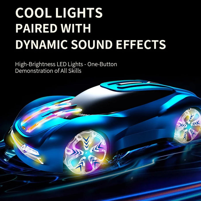 Q206 Style B Smart RC Car with Light and Spray Simulated Racing Vehicle , Handheld Remote + Watch Remote - Blue - 6