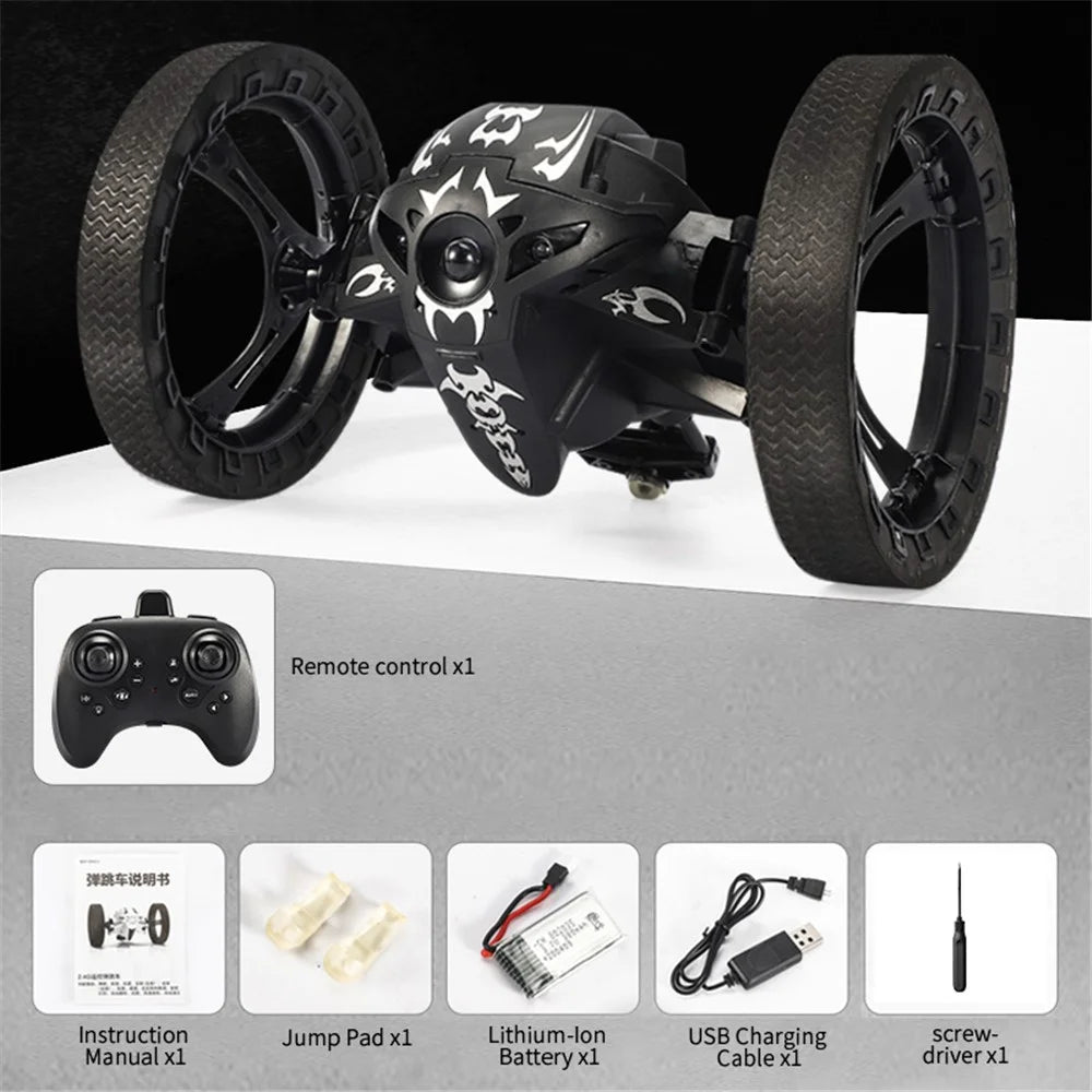 Q207 2.4G Remote Control Stunt Car Jumping RC Vehicle Electric Toy for Kids with Rechargeable Battery - A  /  Black - 2