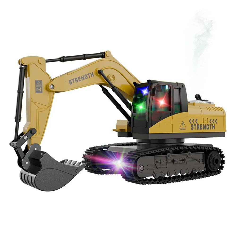Y1803 1:20 Scale Alloy Excavator RC Construction Vehicle with Spray Mist Light Music Remote Control Toy Car - Yellow - 1