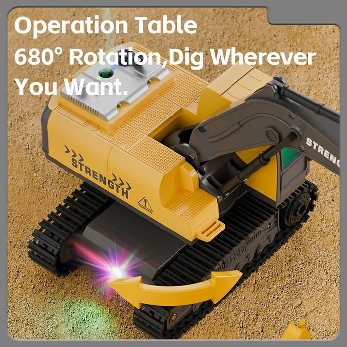Y1803 1:20 Scale Alloy Excavator RC Construction Vehicle with Spray Mist Light Music Remote Control Toy Car - Yellow - 5