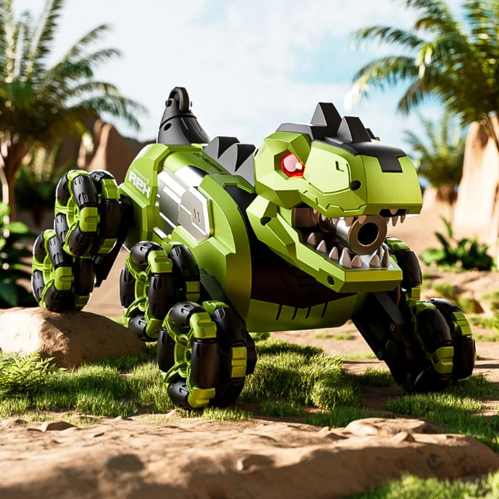 4DRC 4D-Y12 Dinosaur Shape 8 Wheels RC Car Spray Toy for Kids, Single Controller / Single Battery - Green - 2