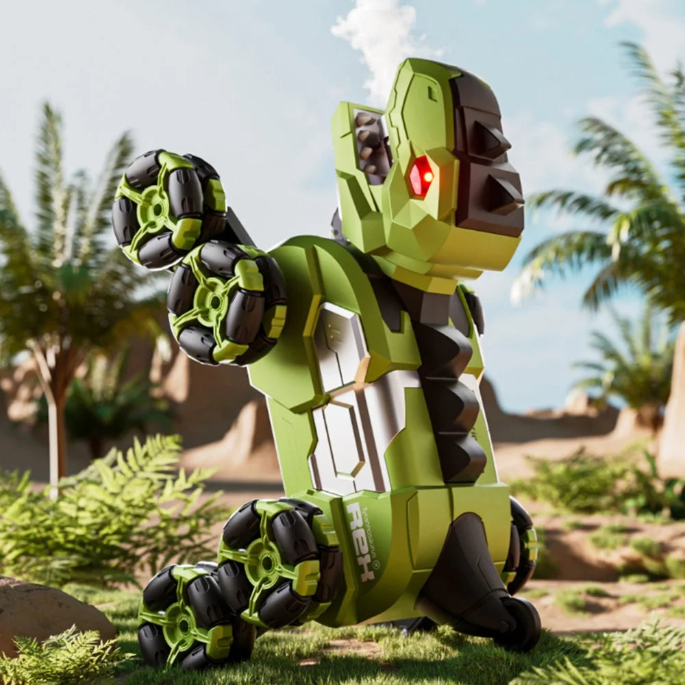 4DRC 4D-Y12 Dinosaur Shape 8 Wheels RC Car Spray Toy for Kids, Single Controller / Single Battery - Green - 4