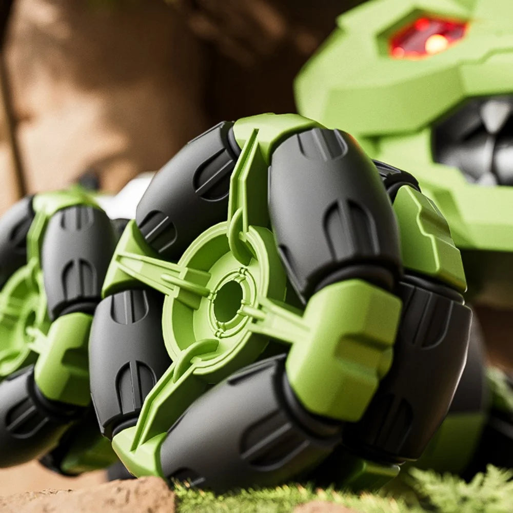 4DRC 4D-Y12 Dinosaur Shape 8 Wheels RC Car Spray Toy for Kids, Single Controller / Single Battery - Green - 6