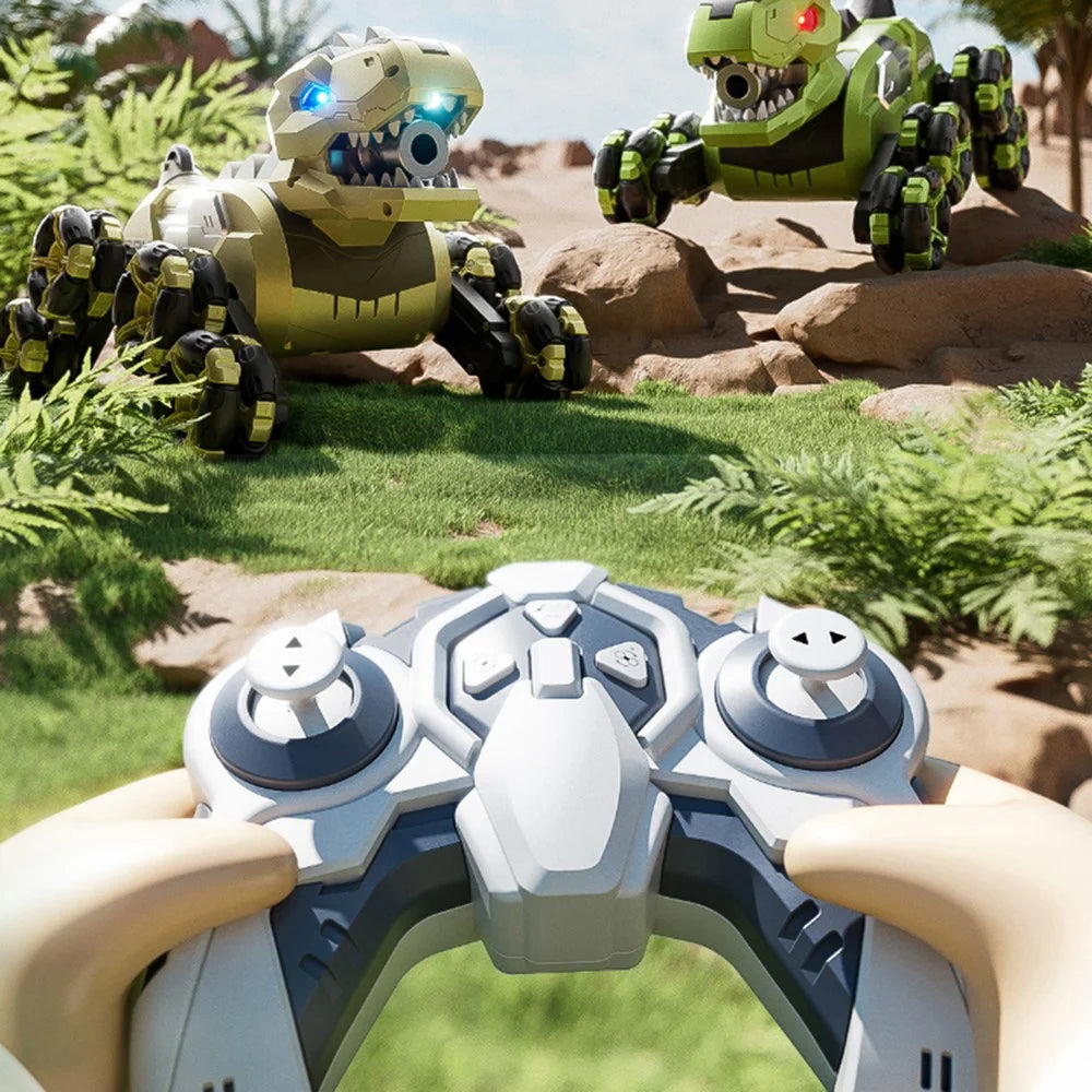 4DRC 4D-Y12 Dinosaur Shape 8 Wheels RC Car Spray Toy for Kids, Single Controller / Single Battery - Green - 7