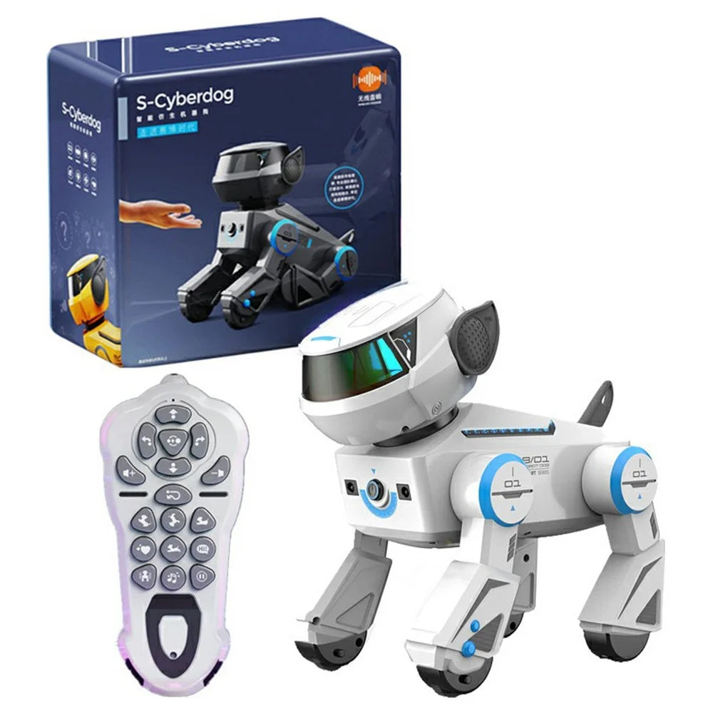 BG1544 AI Programmable RC Robot Dog Toy BT Connected Stunt Music Dancing Electronic Pet Model Toy - White - 1