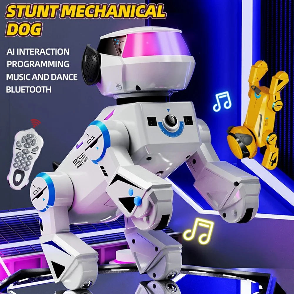 BG1544 AI Programmable RC Robot Dog Toy BT Connected Stunt Music Dancing Electronic Pet Model Toy - White - 2