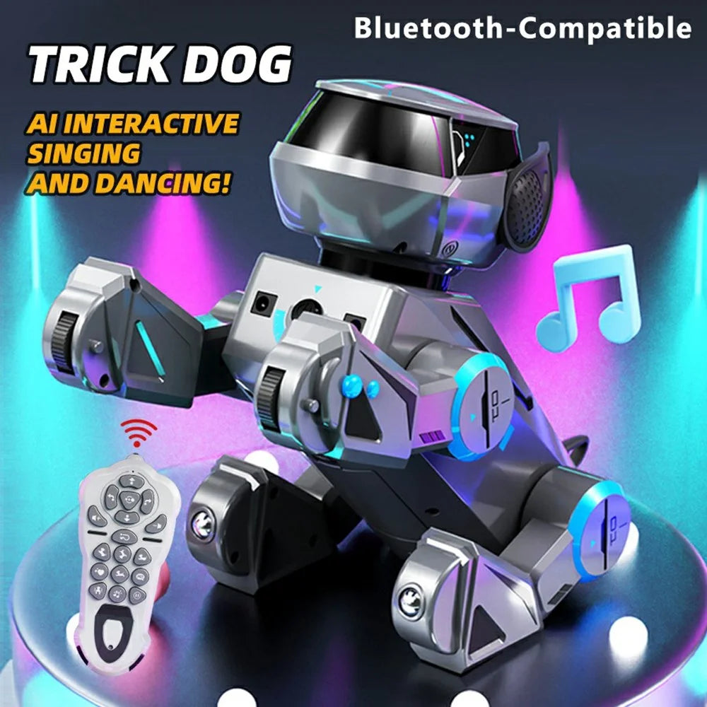 BG1544 AI Programmable RC Robot Dog Toy BT Connected Stunt Music Dancing Electronic Pet Model Toy - White - 3