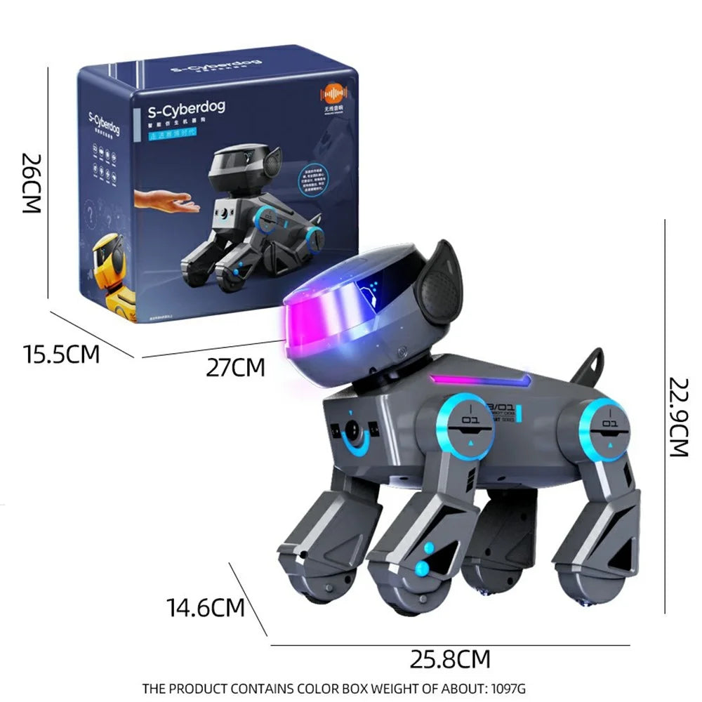 BG1544 AI Programmable RC Robot Dog Toy BT Connected Stunt Music Dancing Electronic Pet Model Toy - White - 6
