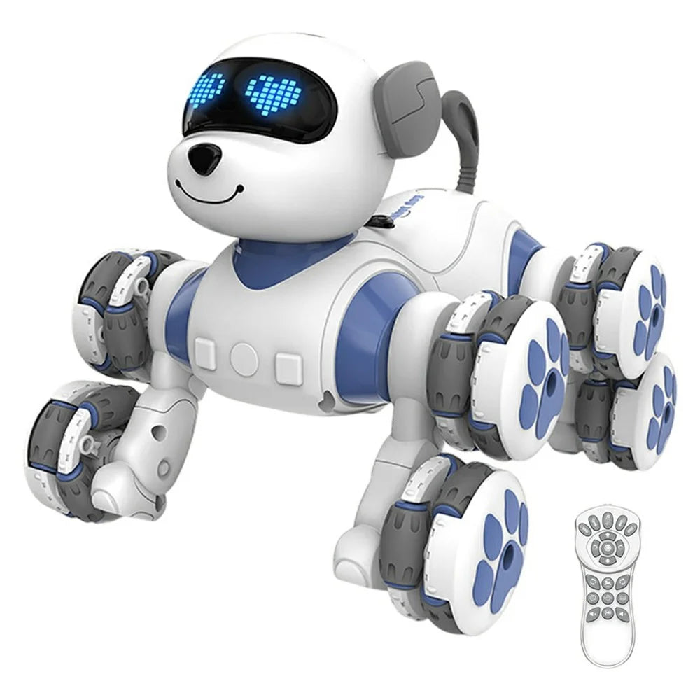 CV-D902 AI Stunt Robot Dog for Kids 8-Wheel Smart Programming RC Pet Dog Mechanical Model Toy - Blue - 1