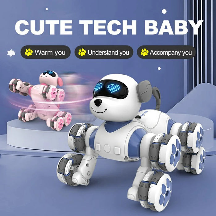 CV-D902 AI Stunt Robot Dog for Kids 8-Wheel Smart Programming RC Pet Dog Mechanical Model Toy - Blue - 2