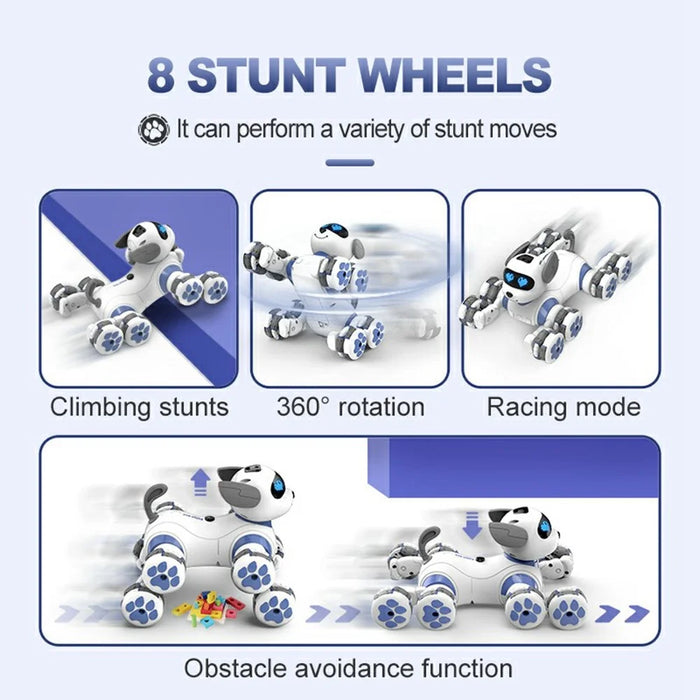 CV-D902 AI Stunt Robot Dog for Kids 8-Wheel Smart Programming RC Pet Dog Mechanical Model Toy - Blue - 3