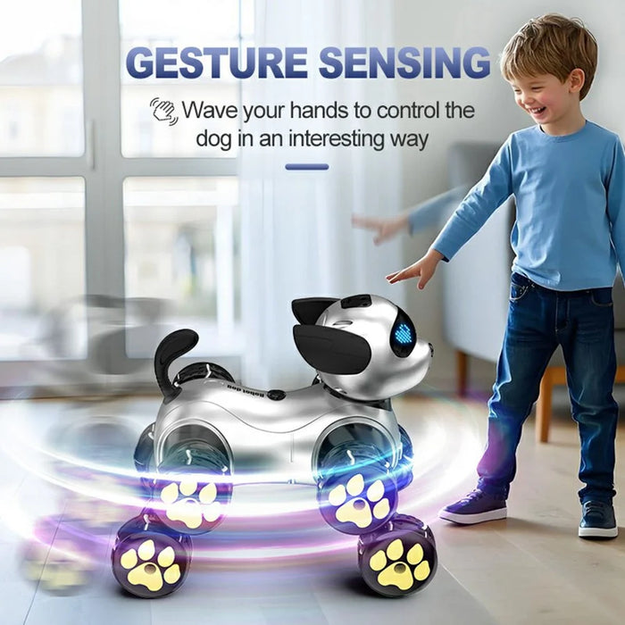 CV-D902 AI Stunt Robot Dog for Kids 8-Wheel Smart Programming RC Pet Dog Mechanical Model Toy - Blue - 4