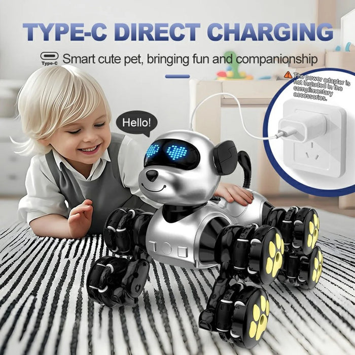 CV-D902 AI Stunt Robot Dog for Kids 8-Wheel Smart Programming RC Pet Dog Mechanical Model Toy - Blue - 5