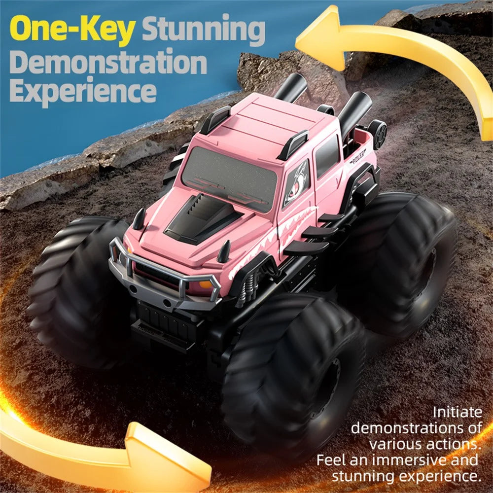 Q215 Dual Control Cartoon Monster RC Car 4WD Off Road Amphibious Crawler Vehicle Remote Control Toy - Pink - 4