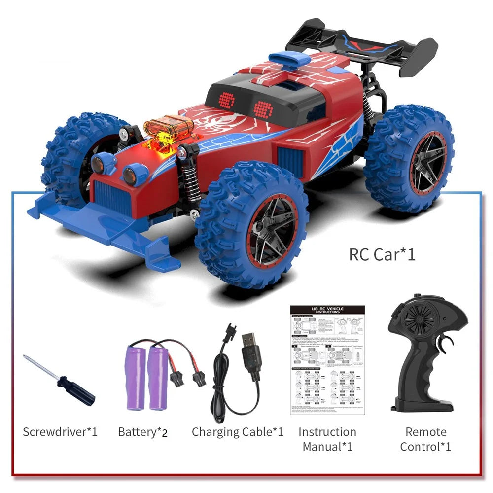 Q217 Style B 2.4G RC Car Remote Control Off Road High Speed Drift Racing Vehicle with LED Light, Dual Battery - Red - 2