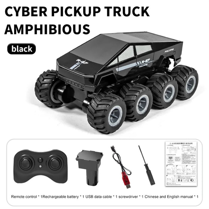 Q218 8WD Amphibious RC Car Waterproof 2.4G Remote Control Off-Road Crawler Vehicle, Single Battery - Black - 7