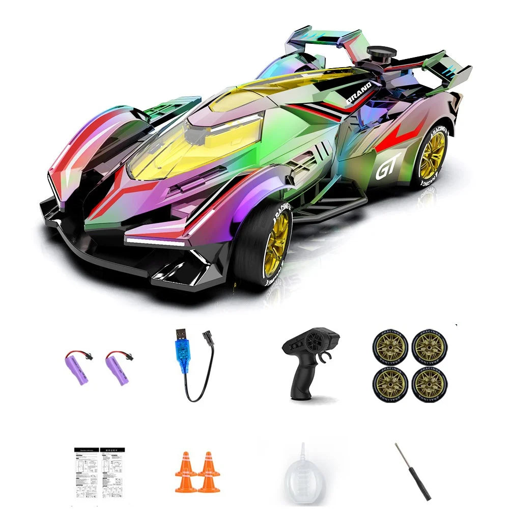Q219 4WD RC Car Laser Holographic 2.4G Remote Control Drift Racing Vehicle with Spray Mist, Dual Battery - 1