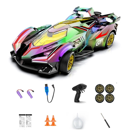 Q219 4WD RC Car Laser Holographic 2.4G Remote Control Drift Racing Vehicle with Spray Mist, Dual Battery - 1