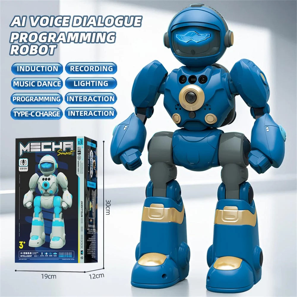 BG1545 AI Voice Control Robot for Kids Remote Control Programmable Gesture Sensing Dancing Light Sound Interactive Educational Toy - Blue - 2